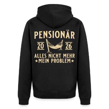 Pensionär 2026 Kollege Abschied Pension - Unisex Premium Bio Zip Hoodie - Schwarz - Hinten - Nico (187cm)