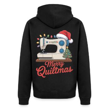 Merry Quiltmas Couture festive Père Noël Noël - Veste à capuche bio Premium Unisexe - noir - Dos - Nico (187cm)