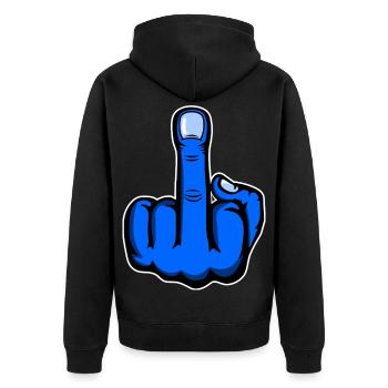 Doigt du milieu doigt puant Design Bleu - Veste à capuche bio Premium Unisexe - noir - Dos - Nico (187cm)