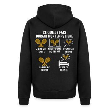 jouer au tennis cadeau fan de tennis  - Veste à capuche bio Premium Unisexe - noir - Dos - Nico (187cm)