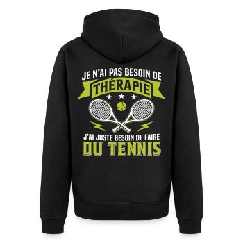 j'ai juste besoin de faire du tennis   - Veste à capuche bio Premium Unisexe - noir - Dos - Nico (187cm)