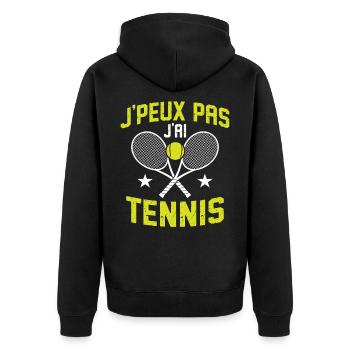 I Can't I Have Tennis Geschenk Tennis Männer Frauen - Unisex Premium Bio Zip Hoodie - Schwarz - Hinten - Nico (187cm)