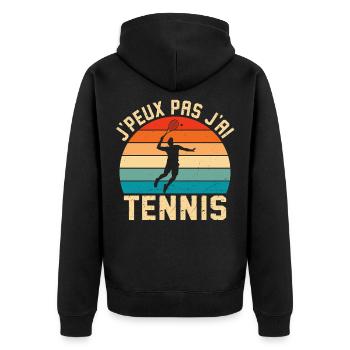 Ich kann nicht Ich habe Tennis Idee Tennisspieler - Unisex Premium Bio Zip Hoodie - Schwarz - Hinten - Nico (187cm)