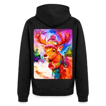 Renne avec chapeau à pompon - Veste à capuche bio Premium Unisexe - noir - Dos - Nico (187cm)