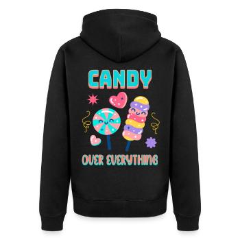 Süß Frech Zuckersüchtig Mode - Unisex Premium Bio Zip Hoodie - Schwarz - Hinten - Nico (187cm)