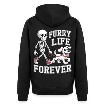 Furry Life Forever - Chemise squelette de chien drôle - Veste à capuche bio Premium Unisexe - noir - Dos - Nico (187cm)