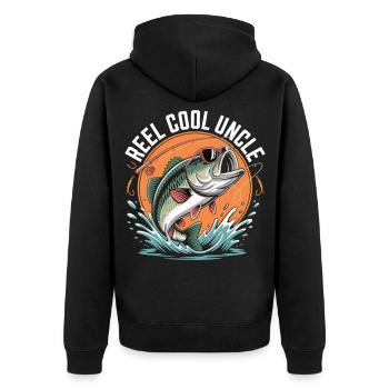 Cooler Onkel beim Angeln – Witziges Fischer Shirt - Unisex Premium Bio Zip Hoodie - Schwarz - Hinten - Nico (187cm)