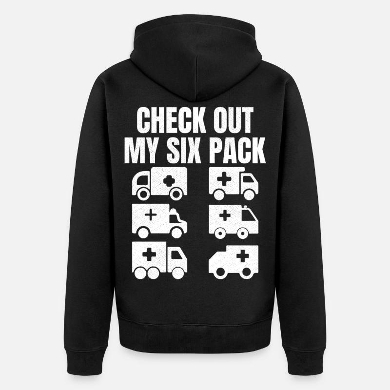 Check out my six pack - Unisex Premium Bio Zip Hoodie - Schwarz