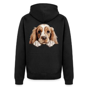Cavalier Spaniel Cheeky Portrait Tee - Unisex Premium Organic Zip Hoodie - black - Back - Nico (187cm)