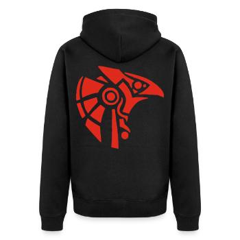 Ägyptischer Gott Horus (rot) - Unisex Premium Bio Zip Hoodie - Schwarz - Hinten - Nico (187cm)