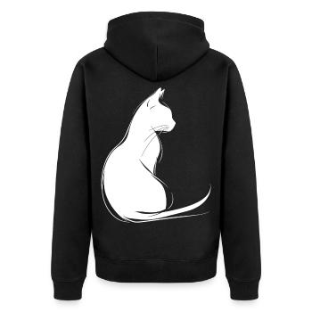 Cat Silhouette Outline Drawing Lineart Art - Unisex Premium Organic Zip Hoodie - black - Back - Nico (187cm)