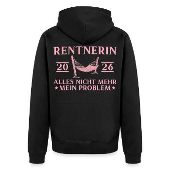 Rentnerin 2026 Kollegin Abschied Rente - Unisex Premium Bio Zip Hoodie - Schwarz - Hinten - Nico (187cm)