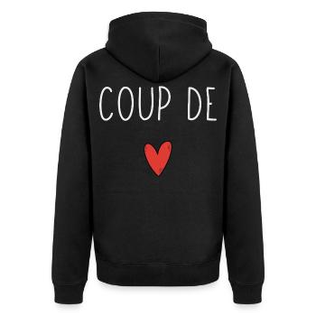 Coup de cœur  design minimaliste avec cœur rouge - Veste à capuche bio Premium Unisexe - noir - Dos - Nico (187cm)