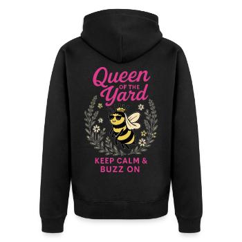 Bienen Königin Des Gartens - Unisex Premium Bio Zip Hoodie - Schwarz - Hinten - Nico (187cm)