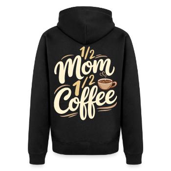 Mutter Koffein Halb Mama Halb Kaffee - Unisex Premium Bio Zip Hoodie - Schwarz - Hinten - Nico (187cm)