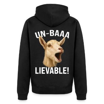 Goat Goat Farming Goat Farmer Un-Baaa-Lievable - Unisex Premium Organic Zip Hoodie - black - Back - Nico (187cm)