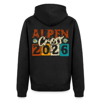 Traversée des Alpes 2026 - Croix des Alpes - Randonnée - Veste à capuche bio Premium Unisexe - noir - Dos - Nico (187cm)