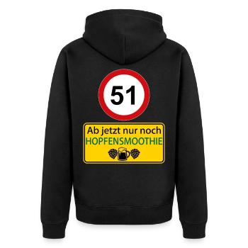 51 Désormais, uniquement le smoothie au houblon - Veste à capuche bio Premium Unisexe - noir - Dos - Nico (187cm)