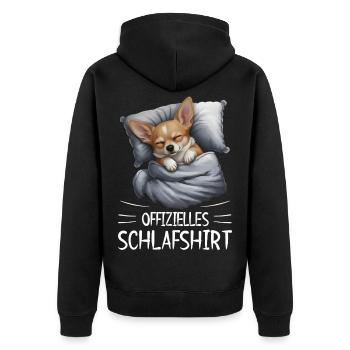 Offizielles Schlafshirt Chihuahua Hund - Unisex Premium Bio Zip Hoodie - Schwarz - Hinten - Nico (187cm)