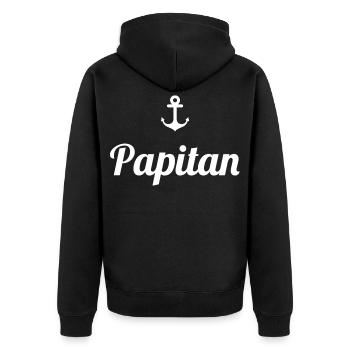 Papitän Funny Pun Capitaine Papa Ancre - Veste à capuche bio Premium Unisexe - noir - Dos - Nico (187cm)