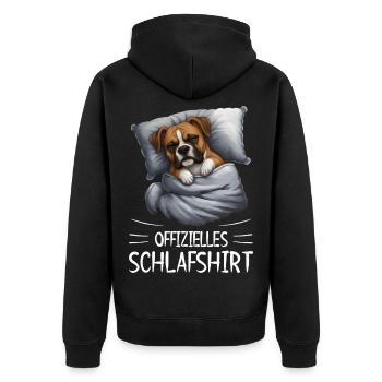 Official Sleep Shirt Boxer Dog - Unisex Premium Organic Zip Hoodie - black - Back - Nico (187cm)