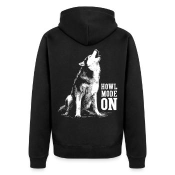 Husky howls at the moon | Howl Mode On - Unisex Premium Organic Zip Hoodie - black - Back - Nico (187cm)