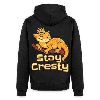 Crested Gecko Reptile Humor Lizard - Unisex Premium Organic Zip Hoodie - black - Back - Nico (187cm)