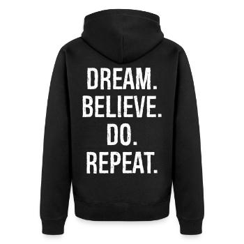 rêve croire répéter - Veste à capuche bio Premium Unisexe - noir - Dos - Nico (187cm)