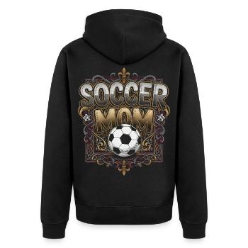  Vintage Fußball Mama Männer Frauen Kinder Spielta - Unisex Premium Bio Zip Hoodie - Schwarz - Hinten - Nico (187cm)