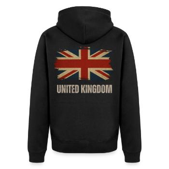 Flag of the United Kingdom, British heritage - Unisex Premium Organic Zip Hoodie - black - Back - Nico (187cm)