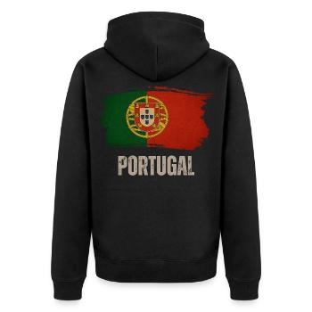 Drapeau du Portugal, fabriqué au Portugal - Veste à capuche bio Premium Unisexe - noir - Dos - Nico (187cm)