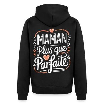 Maman plus que Parfaite - Veste à capuche bio Premium Unisexe - noir - Dos - Nico (187cm)