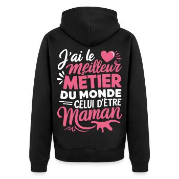 Mom Best Job in the World - Unisex Premium Organic Zip Hoodie - black - Back - Nico (187cm)
