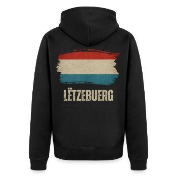Flagge von Luxemburg, ich liebe Luxemburg - Unisex Premium Bio Zip Hoodie - Schwarz - Hinten - Nico (187cm)