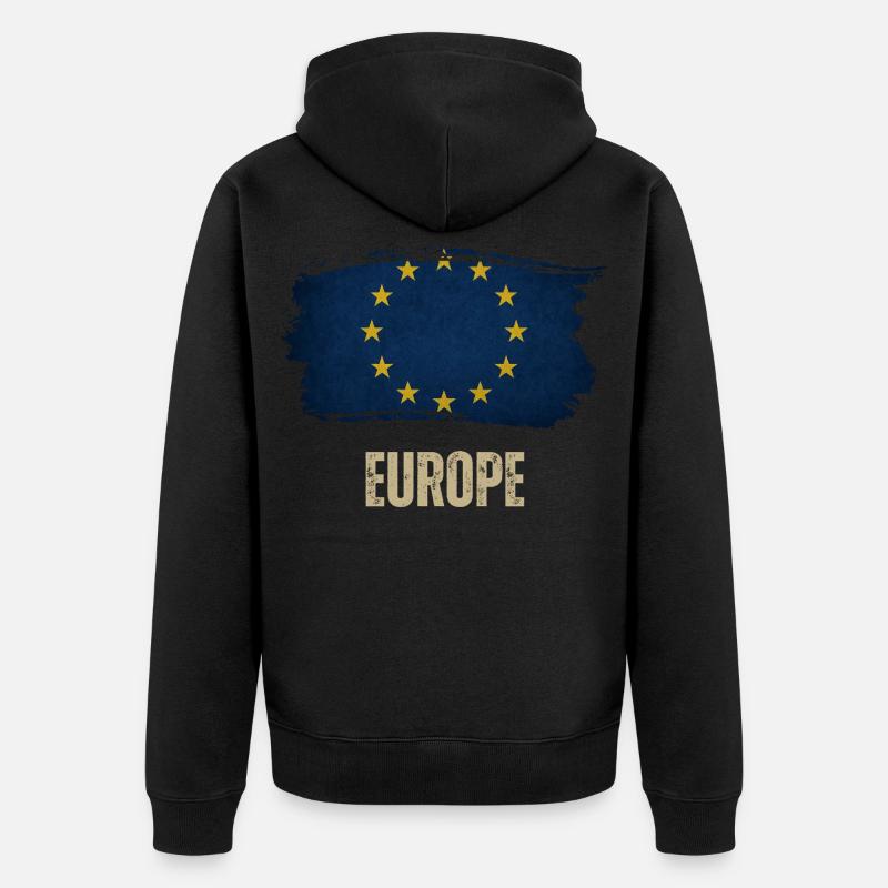 Drapeau grunge de l’Europe, j’aime l’Europe - Veste à capuche bio Premium Unisexe - noir