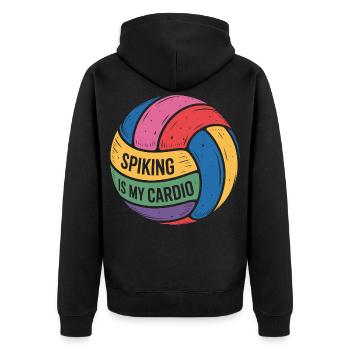 Spiking is my cardio volleyball motivation - Unisex Premium Organic Zip Hoodie - black - Back - Nico (187cm)