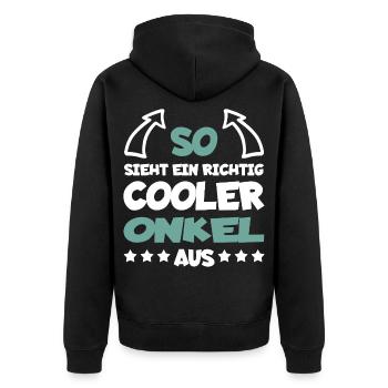 Really Cool Uncle Funny Gift Idea - Unisex Premium Organic Zip Hoodie - black - Back - Nico (187cm)
