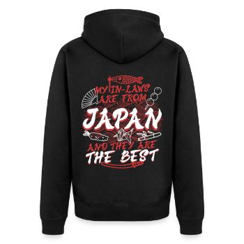 Japanische Schwiegermutter Japan - Unisex Premium Bio Zip Hoodie - Schwarz - Hinten - Nico (187cm)