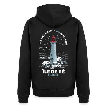 Île de Ré Voyage Charente Maritime Phare - Veste à capuche bio Premium Unisexe - noir - Dos - Nico (187cm)