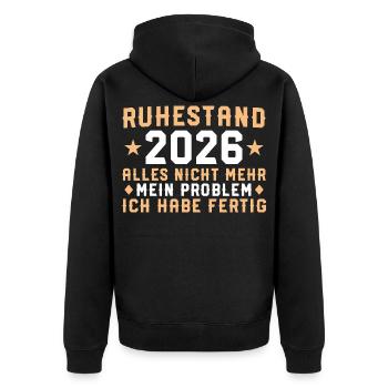 Retraite 2026 J’ai terminé - Cadeau de retraité - Veste à capuche bio Premium Unisexe - noir - Dos - Nico (187cm)