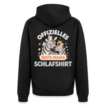 Official Sleep Shirt Best Mom Zebra Gift - Unisex Premium Organic Zip Hoodie - black - Back - Nico (187cm)