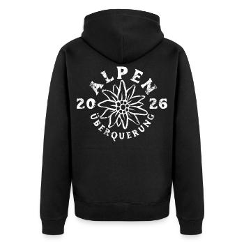 Crossing the Alps 2026 - Edelweiss - Hiking - Unisex Premium Organic Zip Hoodie - black - Back - Nico (187cm)