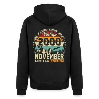 25ème Anniversaire Millésime Novembre Cru 2000 - Veste à capuche bio Premium Unisexe - noir - Dos - Nico (187cm)