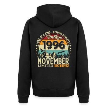 30ème Anniversaire Millésime Novembre Millésime 1996 - Veste à capuche bio Premium Unisexe - noir - Dos - Nico (187cm)