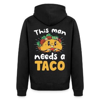 Dieser Mann braucht ein Taco - Unisex Premium Bio Zip Hoodie - Schwarz - Hinten - Nico (187cm)
