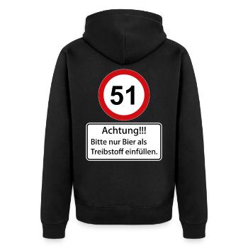 51 Attention : ne remplissez que de la bière comme carburant - Veste à capuche bio Premium Unisexe - noir - Dos - Nico (187cm)