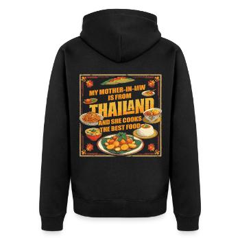Thailändische Schwiegermutter Thailand - Unisex Premium Bio Zip Hoodie - Schwarz - Hinten - Nico (187cm)