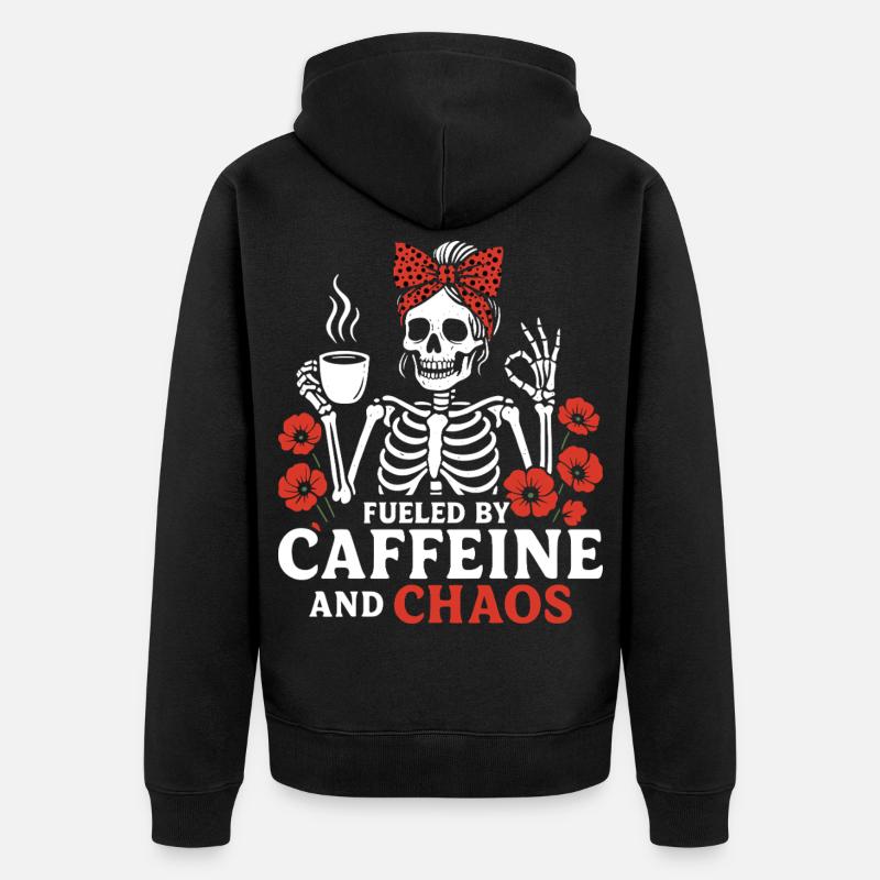 Mutter Koffein Mutter Skelett Kaffee - Unisex Premium Bio Zip Hoodie - Schwarz