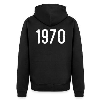 Genial seit 1970 | Geschenk von 1970 - Unisex Premium Bio Zip Hoodie - Schwarz - Hinten - Nico (187cm)