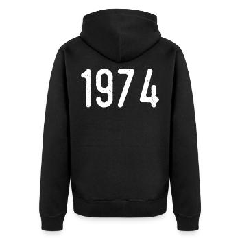 Awesome since 1974 | 1974 Gift - Unisex Premium Organic Zip Hoodie - black - Back - Nico (187cm)